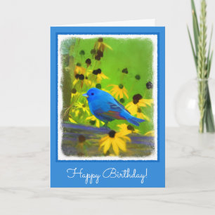 Tarjeta Pintura de amarre índigo - Arte original de aves