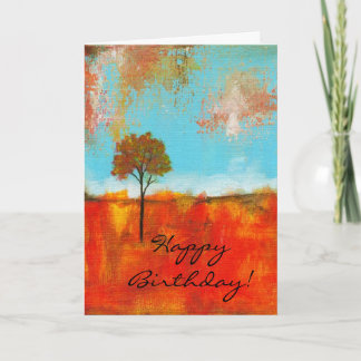 Tarjeta Pintura de arte de árbol de paisajes abstracto de