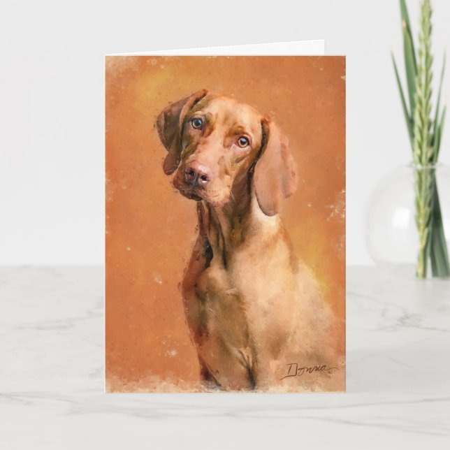 Tarjeta Pintura de arte de perro de Vizsla húngara (Anverso)