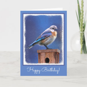 Tarjeta Pintura de ave azul (hembra) - Arte original de av