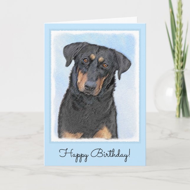 Tarjeta Pintura de Beauceron - Arte de perros original y b (Anverso)