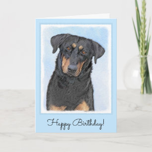 Tarjeta Pintura de Beauceron - Arte de perros original y b