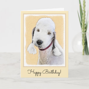 Tarjeta Pintura de Bedlington Terrier - Original Perro Art