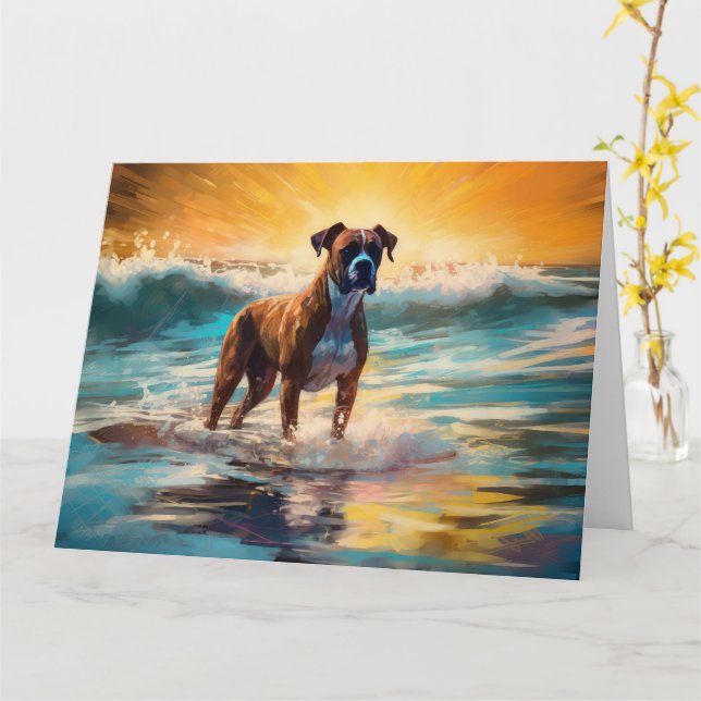 Tarjeta Pintura de Boxer Beach Surfing (flor amarilla)