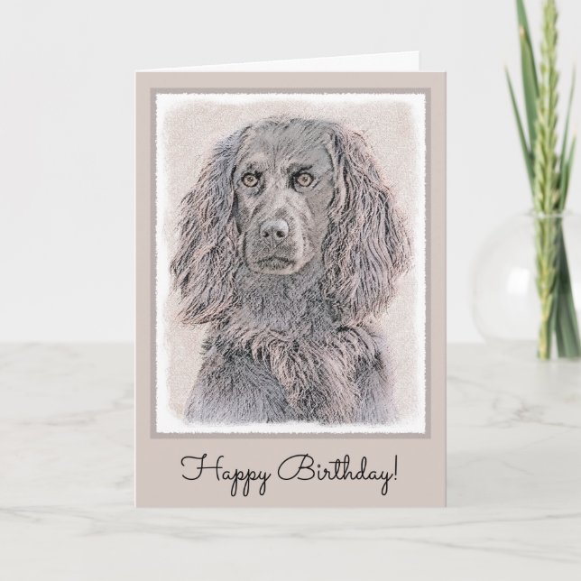 Tarjeta Pintura de Boykin Spaniel - Arte Perro Original. (Anverso)