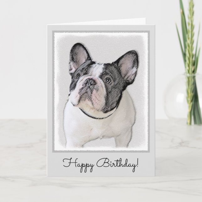 Tarjeta Pintura de Bulldog francés (Brindle Pied) - Arte d (Anverso)