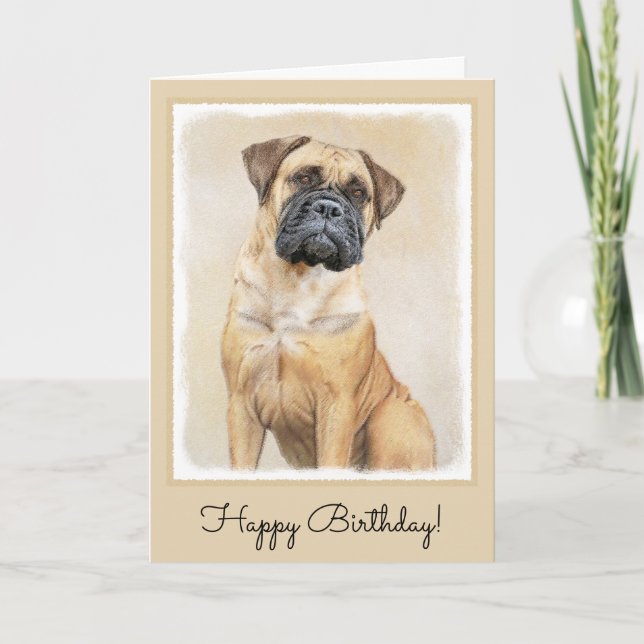 Tarjeta Pintura de Bullmastiff - Arte de Perro Original. (Anverso)