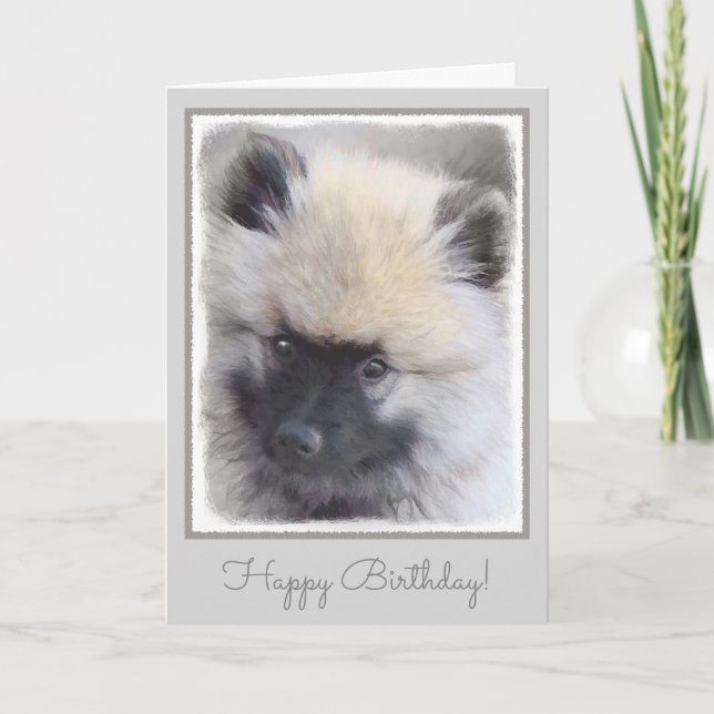 Tarjeta Pintura de cachorro de Keeshond - Arte de perro or (Anverso)