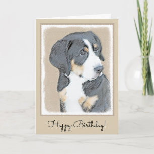 Tarjeta Pintura de cachorro de perro de montaña de Berna -