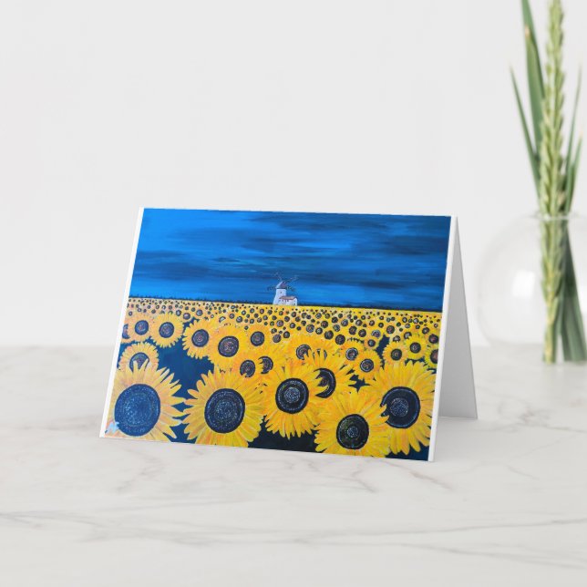 Tarjeta Pintura de campo de girasol por Alfred Fox (Anverso)