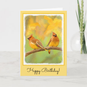 Tarjeta Pintura de cedro Waxwing - Arte de perro original 