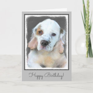 Tarjeta Pintura de Clumber Spaniel - Arte de Perro Origina