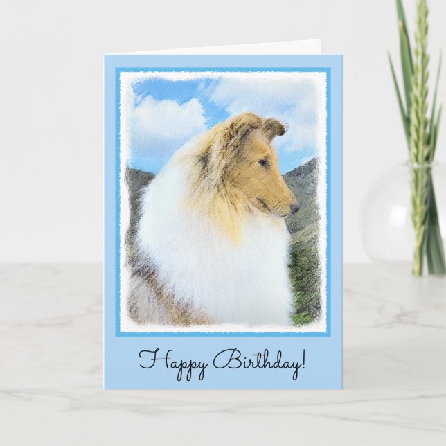 Tarjeta Pintura de Collie in Mountains (Rough) - Perro Art (Anverso)