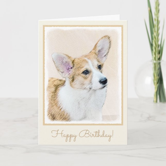 Tarjeta Pintura de Corgi galés de Pembroke - Arte Perro Or (Anverso)