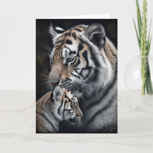 Tarjeta Pintura de Día de la Madre Tigre y Cachorro