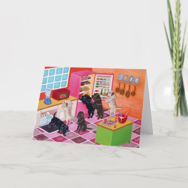 Tarjeta Pintura de Fiesta de cocina de Labrador (Anverso)