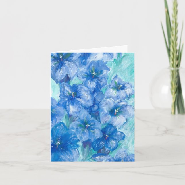 Tarjeta Pintura de flor silvestre azul gentiano (Anverso)