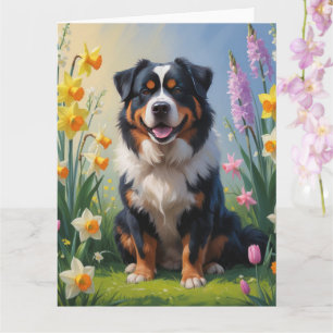 Tarjeta Pintura de flores de primavera de montaña de Berna