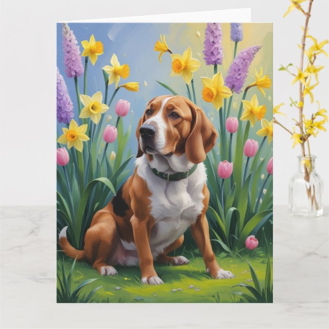 Tarjeta Pintura de flores de primavera de Treeing Walker C (flor amarilla)