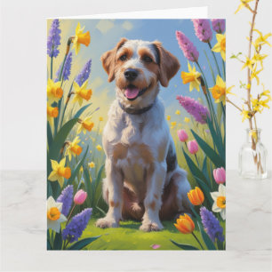 Tarjeta Pintura de flores de primavera del Griffon apuntan