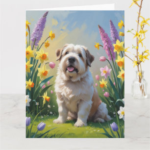 Tarjeta Pintura de flores de primavera del perro pastor in