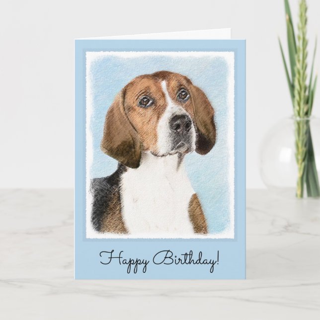 Tarjeta Pintura de Foxhound inglesa - Arte Perro Original  (Anverso)