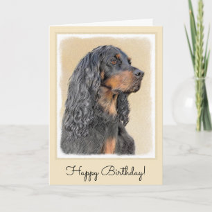 Tarjeta Pintura de Gordon Setter - Arte de Perro Original.