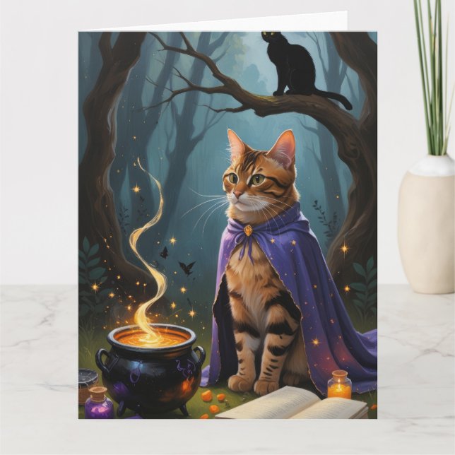Tarjeta Pintura de Halloween con gatos bengalíes (Anverso)