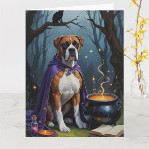 Tarjeta Pintura de Halloween de Boxer Dog