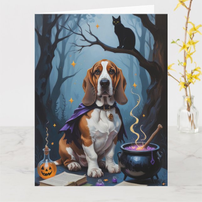 Tarjeta Pintura de Halloween singulares del perro del perr (flor amarilla)