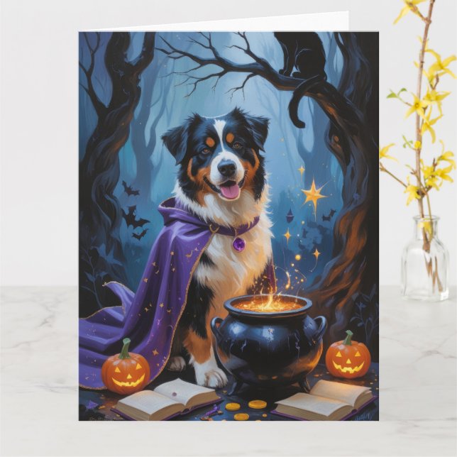 Tarjeta Pintura de Halloween sinusal de perro de montaña d (flor amarilla)
