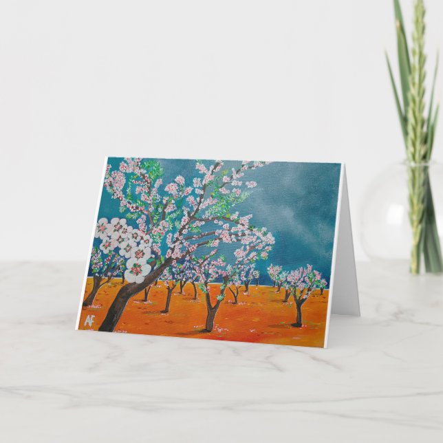 Tarjeta Pintura de Huerto de Almendros por Alfred Fox (Anverso)