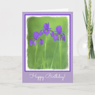 Tarjeta Pintura de iris morado - Arte de flores original