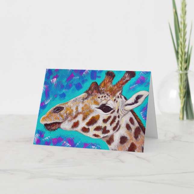 Tarjeta Pintura de jirafa colorida (Anverso)