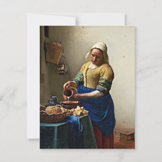 Tarjeta pintura de Johannes Vermeer, la Milkmaid (Anverso)