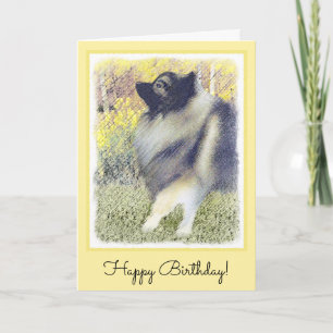 Tarjeta Pintura de Keeshond Aspen - Arte Perro Original Cu
