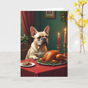 Tarjeta Pintura de la cena de Nochebuena del Bulldog Franc