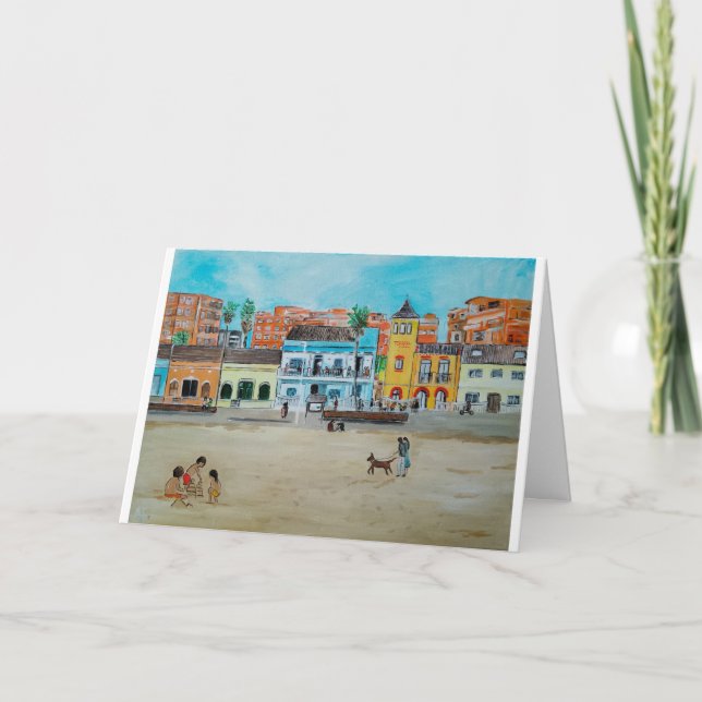 Tarjeta Pintura de la Malvarrosa de Alfred Fox (Anverso)