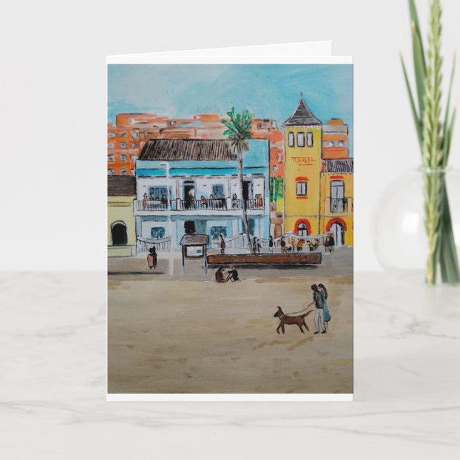 Tarjeta Pintura de la Malvarrosa de Alfred Fox (Anverso)