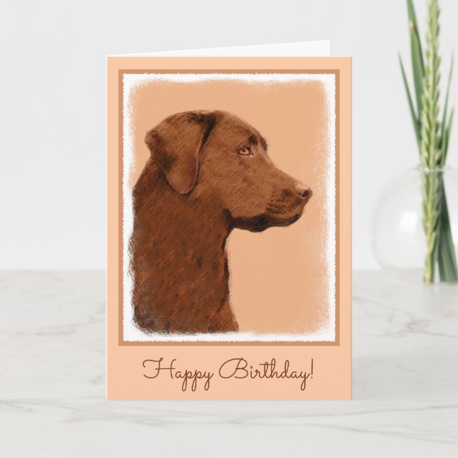 Tarjeta Pintura de Labrador Recuperador (Chocolate) - Arte (Anverso)