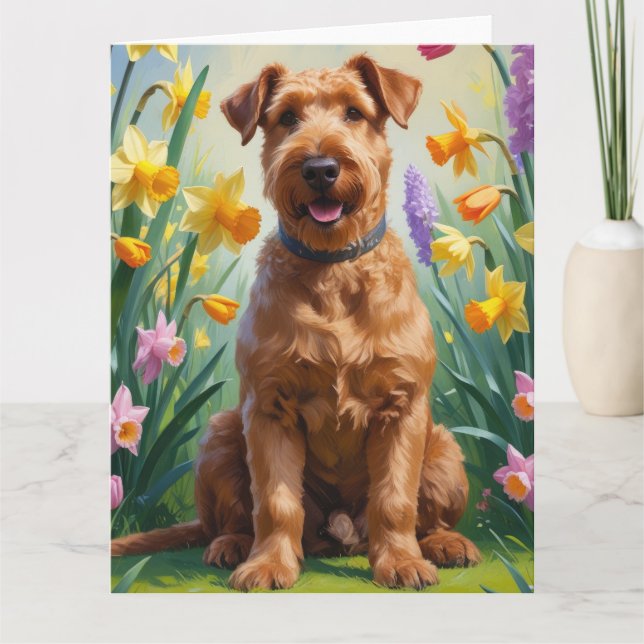 Tarjeta Pintura de las flores de primavera de perro de Air (Anverso)