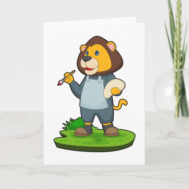 Tarjeta Pintura de león Pintura Pinza (Anverso)