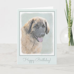 Tarjeta Pintura de Leonberger - Arte de Perro Original.