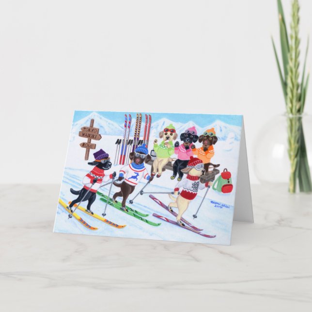Tarjeta Pintura de los Labradores de Esquí Nórdico (Anverso)