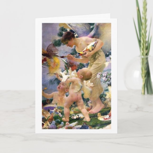 Tarjeta Pintura de los pájaros por el cumpleaños de (Anverso)