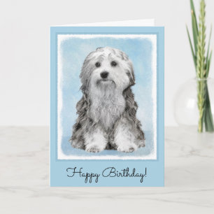 Tarjeta Pintura de Lowchen - Arte de perro original muy bo