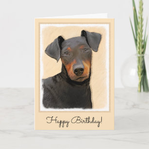 Tarjeta Pintura de Manchester Terrier Arte Animal Original
