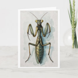 Tarjeta Pintura de mantis religiosa en acuarela arte de in