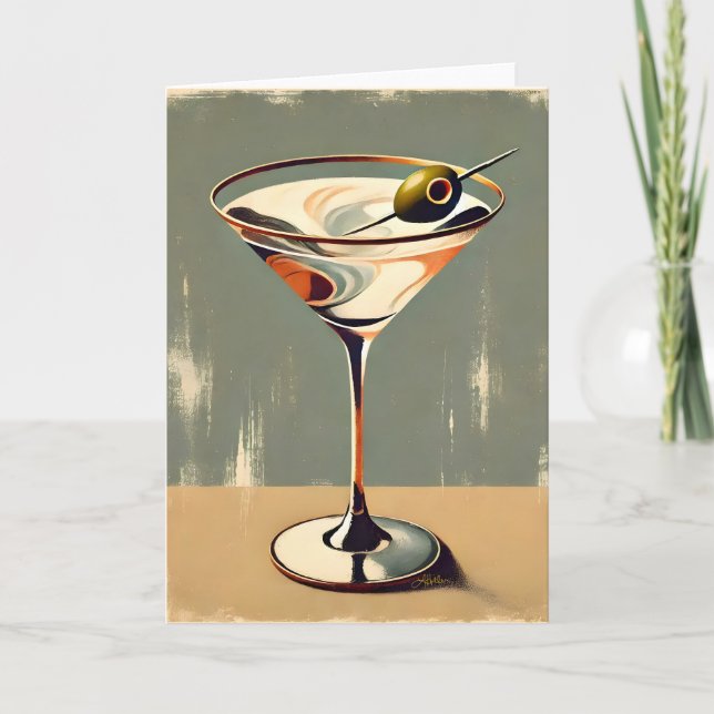 Tarjeta Pintura de Martini de Olive de Mediados del Siglo  (Anverso)