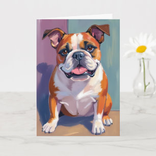 Tarjeta Pintura de mascota de bulldog caprichoso perro de